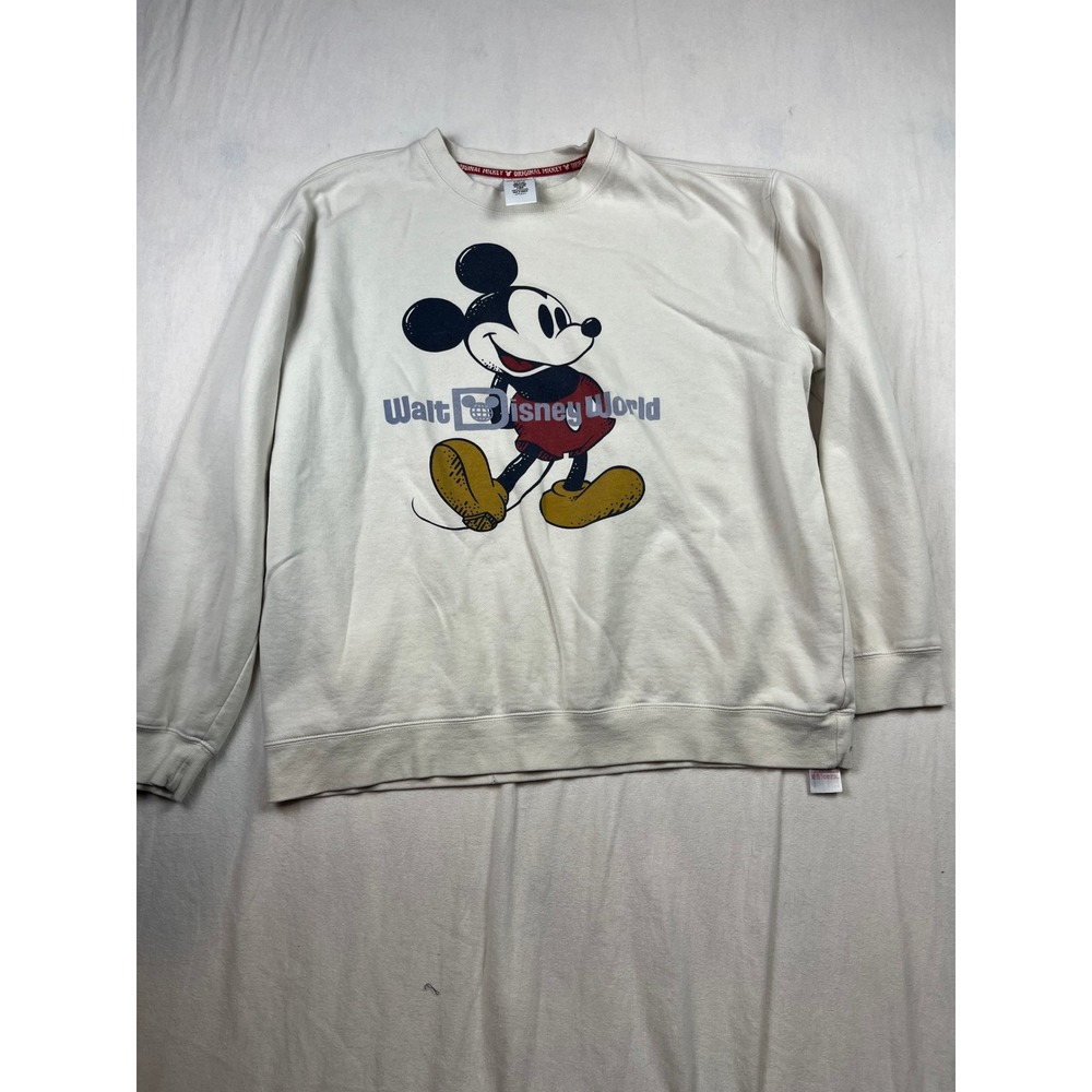 Disney Parks Mens XL Walt Disney World Mickey Mouse Graphic Sweatshirt Cream